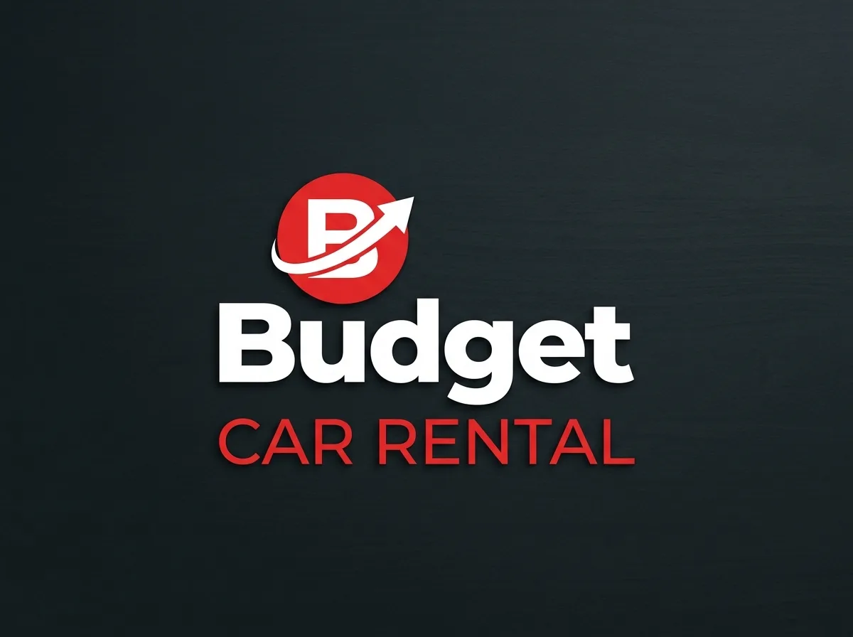 Budget Car Rental official logo, red and white brand mark on dark background
